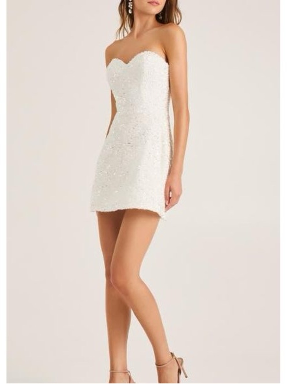 HELSI Cindy Strapless White Sequin Mini Dress - Classic Sweetheart